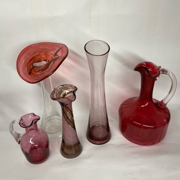 Cranberry purple clear art glass vases decanter’s Bundle - Picture 12 of 12